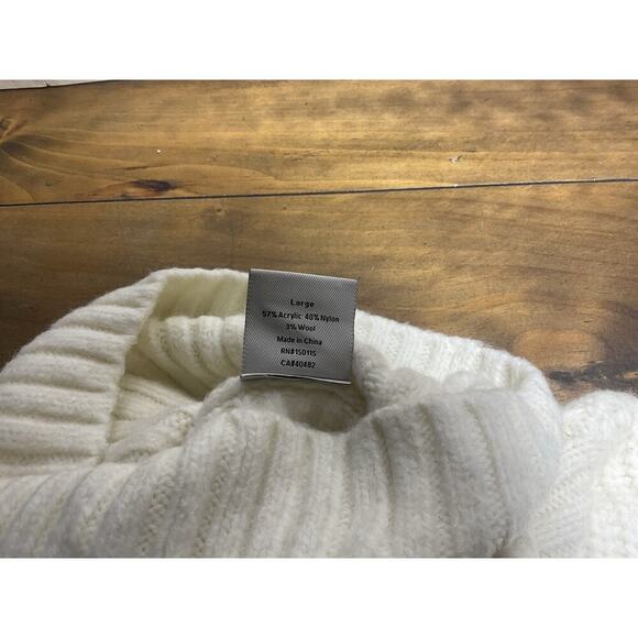 Varley Rogan Sweater Women's Large Ivory Stretch Long Sleeves Turtle Neck - Picture 8 of 13
